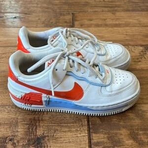 Nike Air Force 1 Shadow Sneakers Summit White Team Orange Athletic Women Size 7